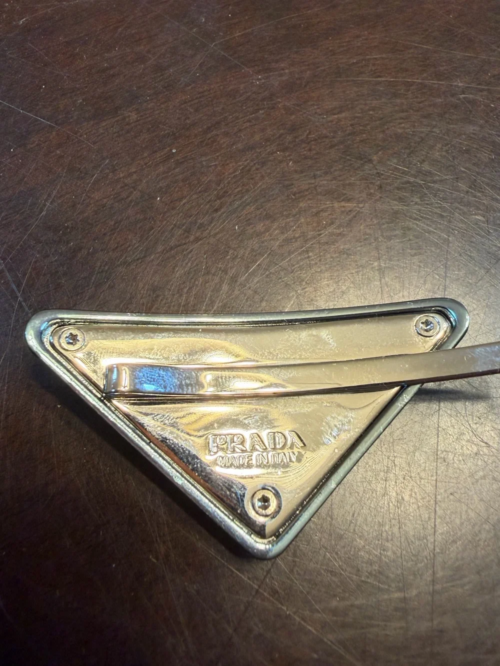New Authentic Prada Triangle Logo Hair Clip Accessories 2  display picture 2